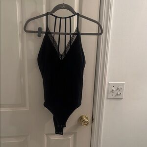 Abercrombie & Fitch Black Cotton Lace-Trimmed Bodysuit